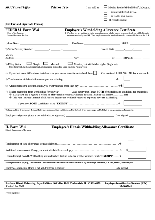 Fillable W-4 Form - Employee