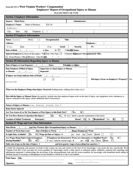 Form Oic-Wc-2 - Employers