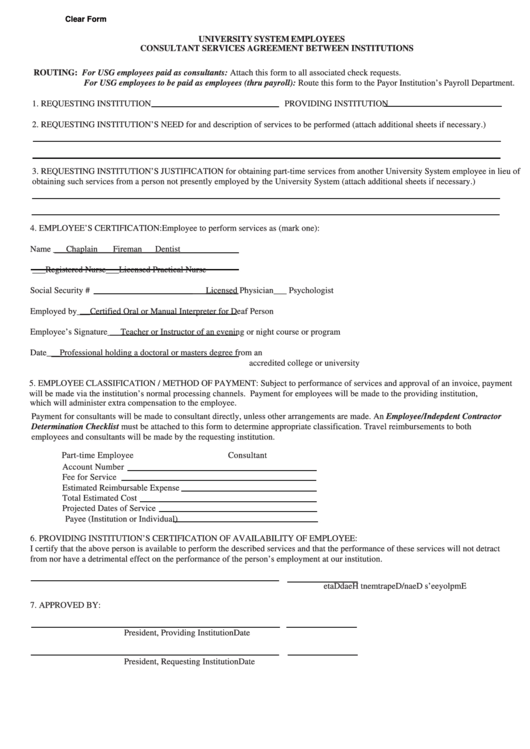 Fillable Consultant Services Agreement Form Printable pdf
