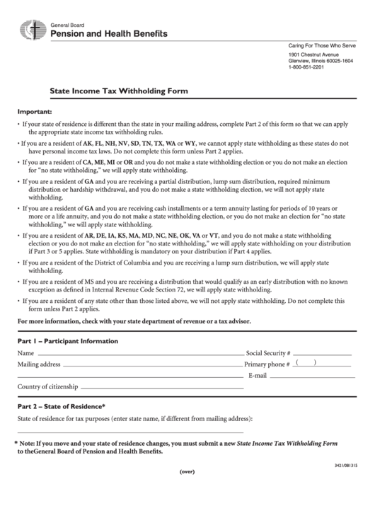 Fillable State Income Tax Withholding Form Printable pdf