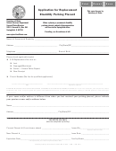 Application For Replacement Disability Parking Placard Form - Illinois Secretary Of State