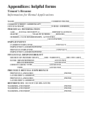 Tenant's Resume Template - Information For Rental Applications