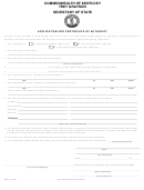 Form Ssc-101 - Application For Certificate Of Authority