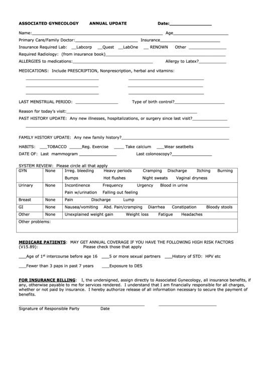 Annual Update Form Printable pdf