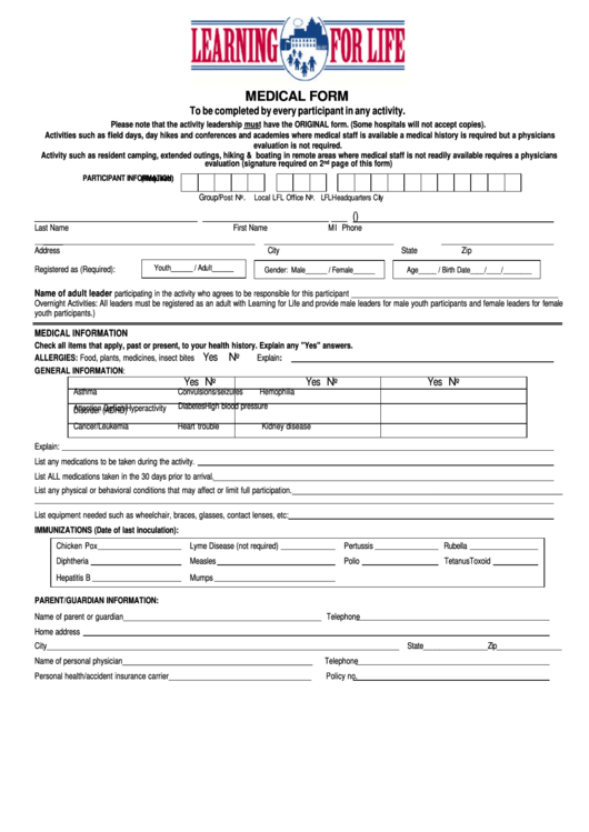 Patient Medical Form Printable pdf