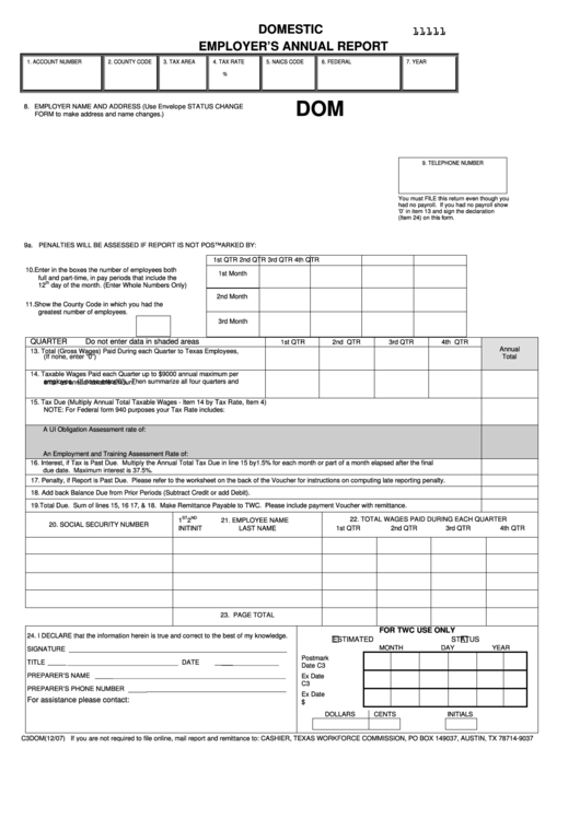 Fillable Form C3dom - Domestic Employer