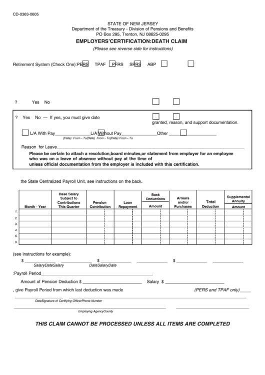 Form Cd-0363-0605 Employers