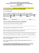 Application For The Exemption Of Personal Property Form