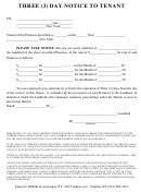 Three (3) Day Notice To Tenant Form