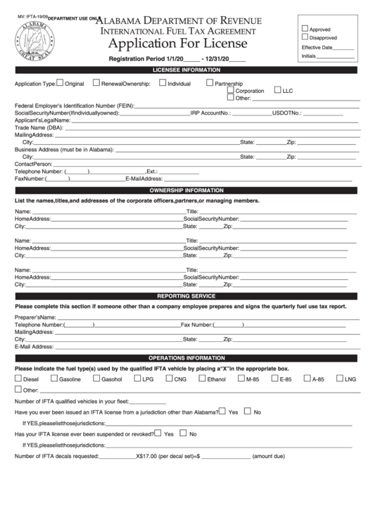 Form Mv-Ifta-1 - Application For License - 2009 Printable pdf