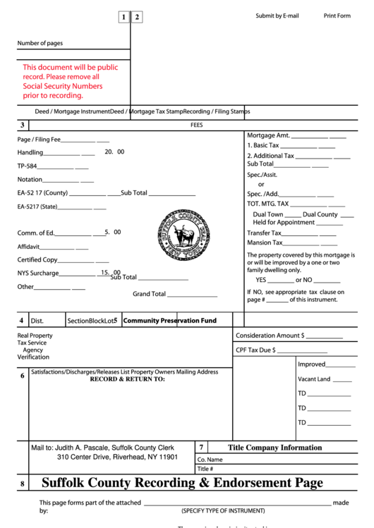 Fillable Form Real Property Tax Service Agency Verification - Suffolk County Printable pdf