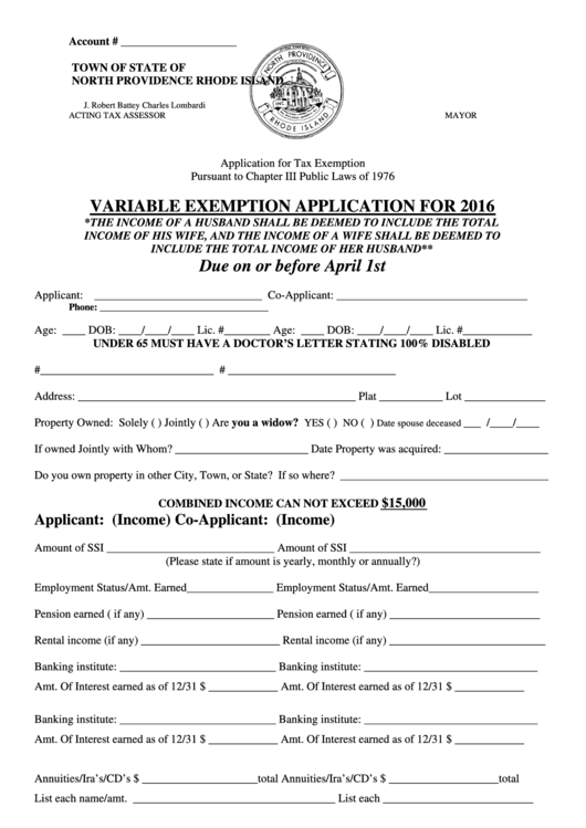 Application For Tax Exemption Form Printable pdf