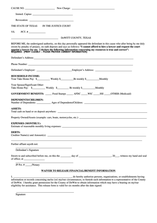 Court-Appointed Counsel Form Printable pdf