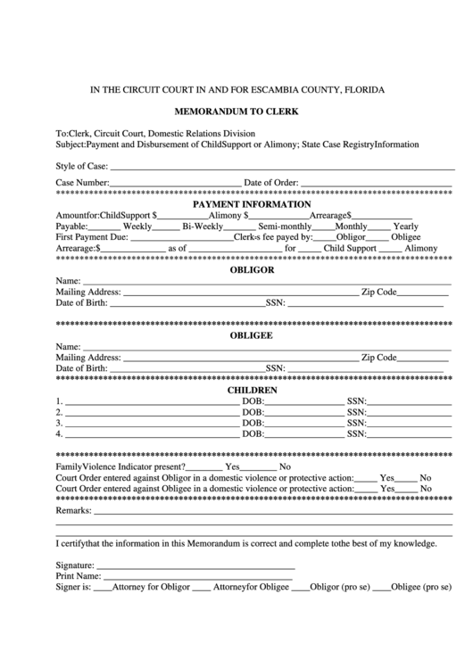 Memorandum To Clerk Form Printable pdf