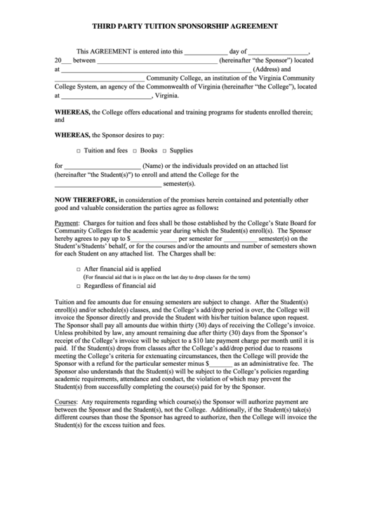 fillable-third-party-tuition-sponsorship-agreement-form-printable-pdf