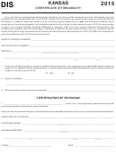 Form Dis - Kansas Certificate Of Disability - 2015