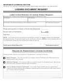 License Document Request Form (insurance Licensing Section)