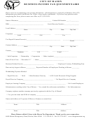 Business Income Tax Questionnaire Template - City Of Mason