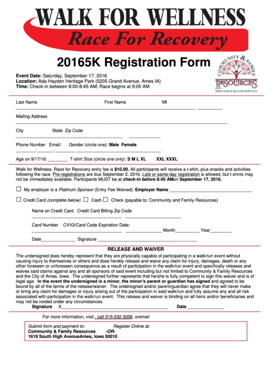 Free Printable 5k Registration Form Printable Templates