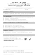 Diabetes Care Plan For Child/student On Insulin Injections Template