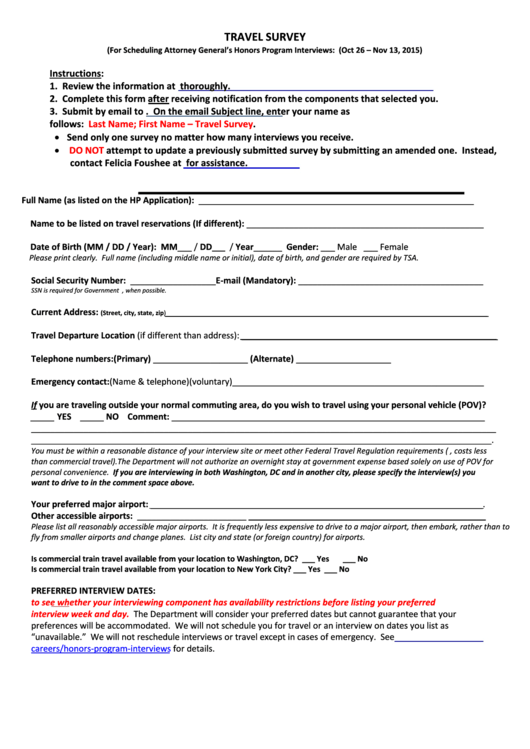 Travel Survey Form