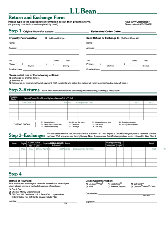 Fillable Return And Exchange Form Printable pdf