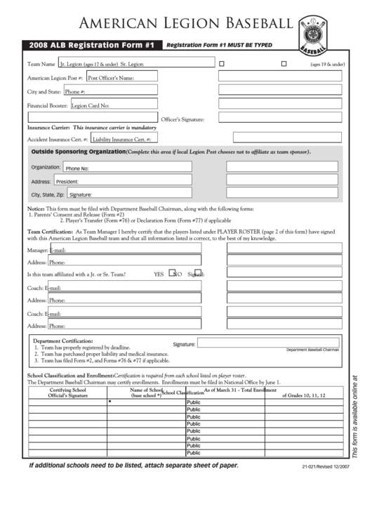 Fillable Alb Registration Form #1 Printable pdf