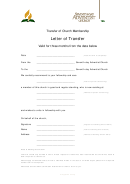 Letter Of Church Membership Transfer Template