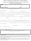 Affidavit (or Affirmation) And Application For Certificate Of Residence Pursuant To Section 6305 And 6301 Of The Education Law In Connection With Attendance At A Community College