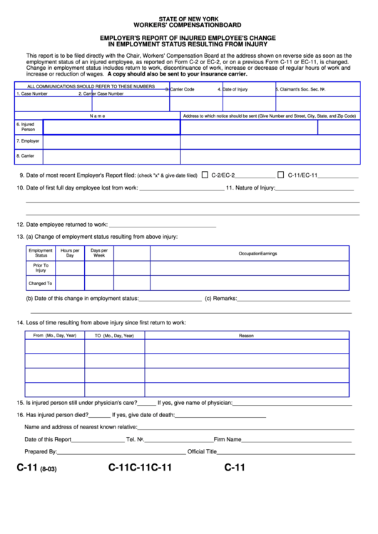 Fillable Form C-11 Employer