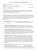 Lease To Purchase Option Agreement Form