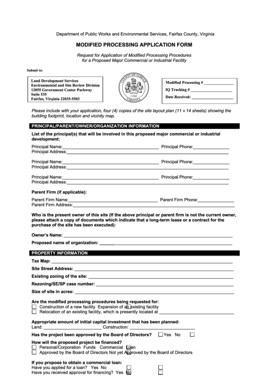 Modified Processing Request Form Printable pdf