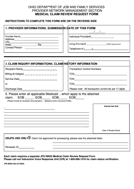 Medical Claim Review Request Form Printable pdf