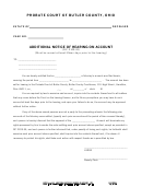 Additional Notice Of Hearing On Account Form - Court Of Butler County, Ohio