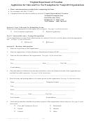 Application For Sales And Use Tax Exemption For Nonprofit Organizations Form (2007)