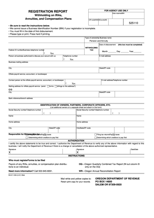 Form 150-211-054 - Registration Report Printable pdf