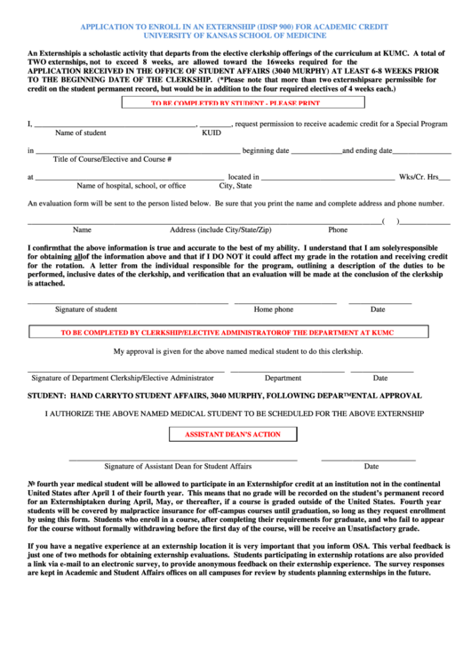 Special Program/externship Form Printable pdf