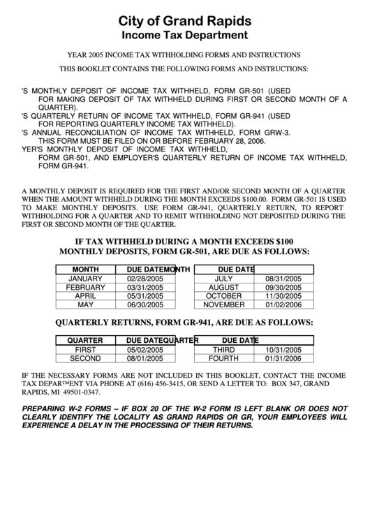 Penalty And Interest Worksheet Form For Delinquent Withholding Tax Returns - 2005 Printable pdf