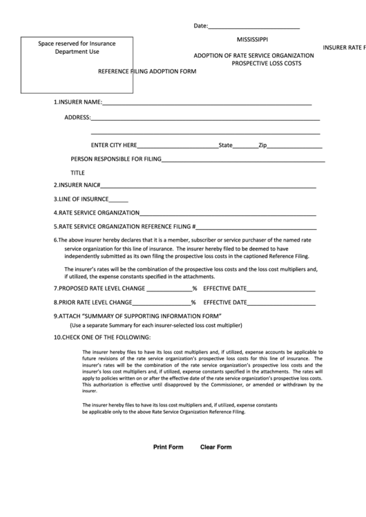 Fillable Reference Filing Adoption Form Printable pdf