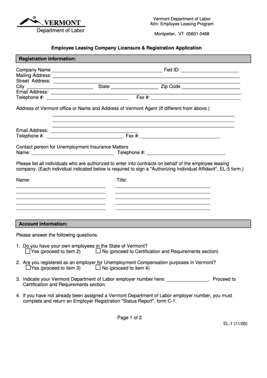 Fillable Employee Leasing Company Licensure And Registration Application Form Printable pdf
