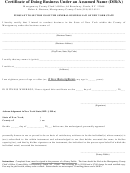 Certificate Form Of Doing Business Under An Assumed Name (d/b/a)