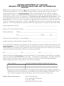Request For Existing Sales And Use Tax Exemption Form