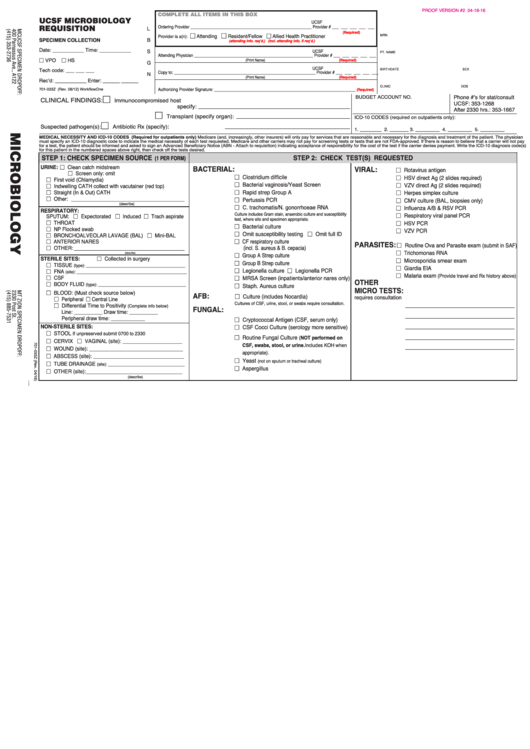 Ucsf Microbiology Requisition Form