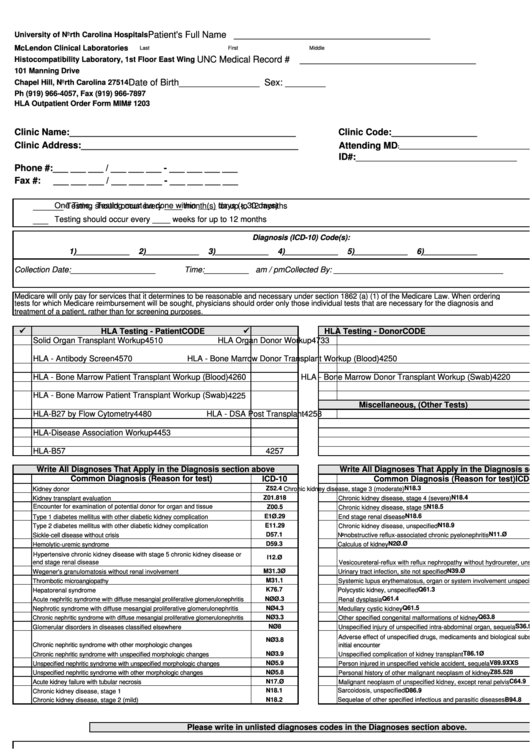 Fillable Histocompatibility Laboratory Requisition Form Printable pdf
