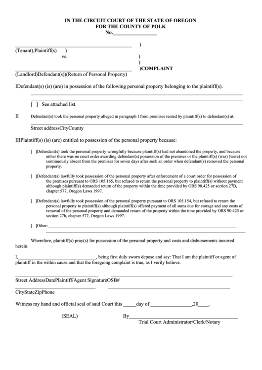 complaint-form-circuit-court-of-the-state-of-oregon-printable-pdf
