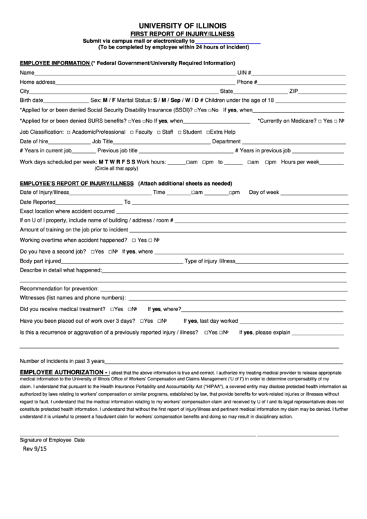 First Report Of Injury/illness Form