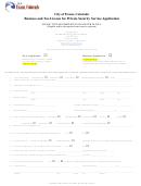 Fillable Business And Tax License For Private Security Service Application Form - City Of Evans, Colorado Printable pdf