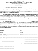 Affidavit Of Lost Check Agreement Of Indemnity Form - Government Of The Virgin Islands