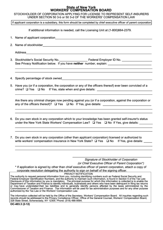 Form Oc-403.3 - License Application