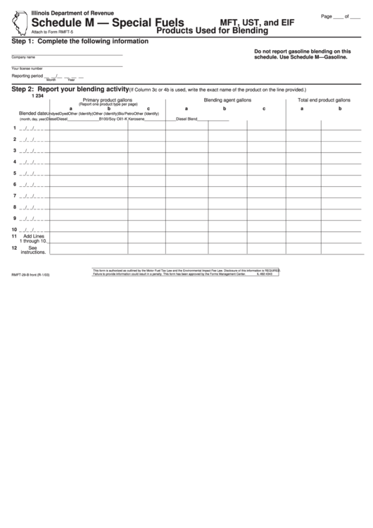 Form Rmft-29, Schedule M - Special Fuels Printable pdf